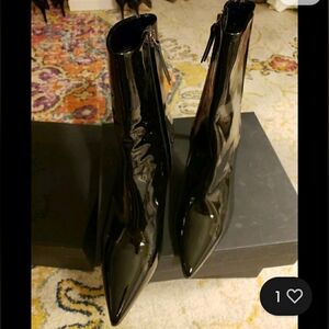 THEORY BLACK PATENT LEATHER BOOTIE NIB SIZE 10 MADE IN ITALY VERY RIGHT …